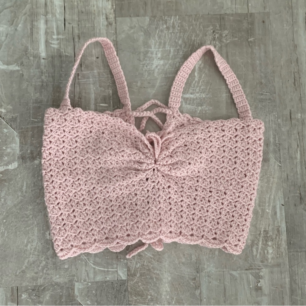Crochet baby pink corset crop top